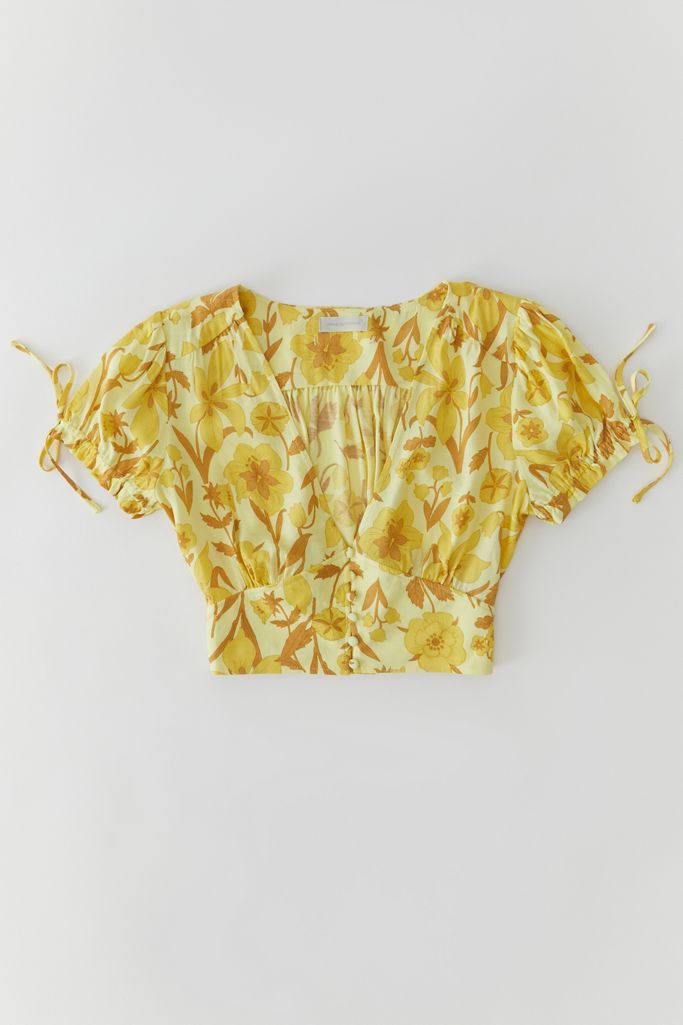 UO Eden Crepe Button-Down Cropped Top | Urban Outfitters (US and RoW)