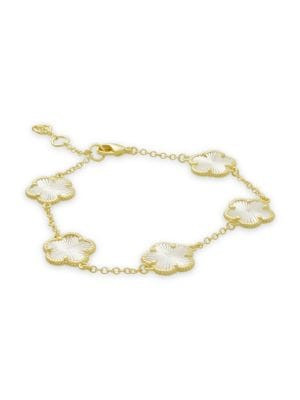 JanKuo 14K Goldplated Engraved Flower Station Bracelet on SALE | Saks OFF 5TH | Saks Fifth Avenue OFF 5TH