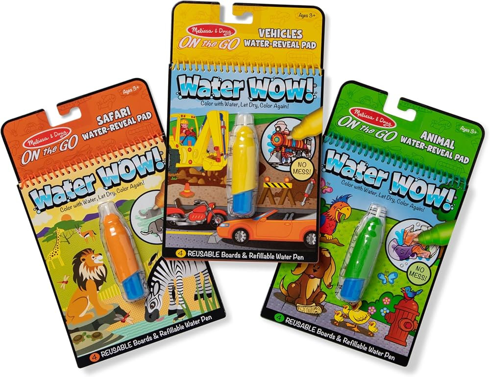 Melissa & Doug On the Go Water Wow! Reusable Water-Reveal Activity Pads, 3-pk, Vehicles, Animals,... | Amazon (US)