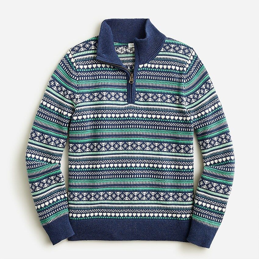 Boys&apos; Fair Isle half-zip sweater | J.Crew US