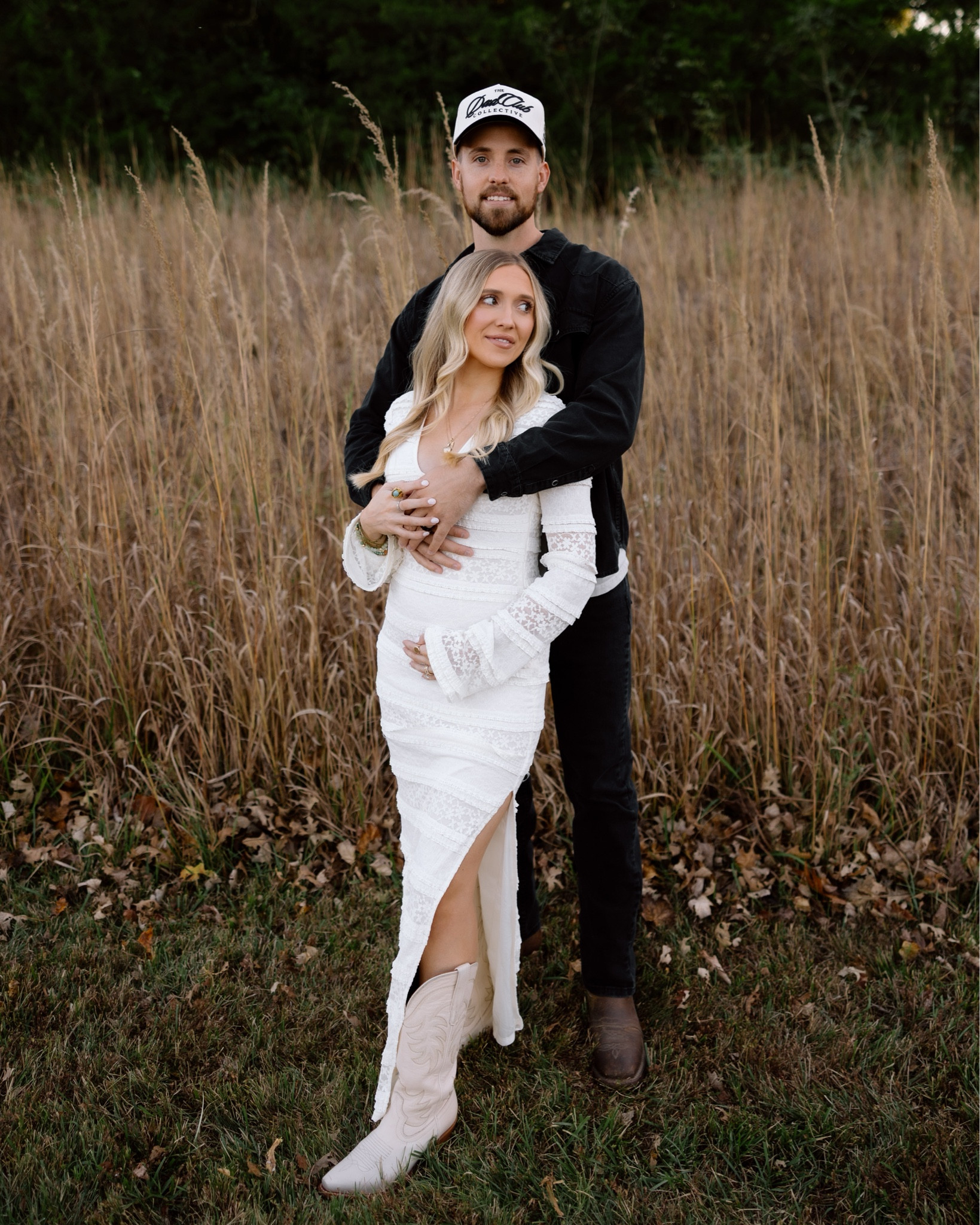 Pregnancy announcement picture outfits linked 🤍 I’m in a size XS which is my true pre pregnancy style - this dress has a little give + stretch! I’ve had a few girls message me about it. ✨🤰🏼

pregnancy style, bump ootd, pregnancy photos, maternity style, maternity photos, 2nd trimester, fall family photos, western style, bump friendly dress, holiday style, men’s style, men’s denim, men’s boots, men’s fall fashion, white lace dress, wedding rehearsal dress, engagement photos dress

#LTKFamily #LTKBump #LTKMens