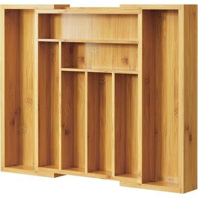 Bamboo Silverware Organizer, Expandable Cutlery Tray, Utensil Drawer Organizer In Kitchen For Spoons Forks Knives, Multipurpose Use, Natural, Large | Wayfair North America
