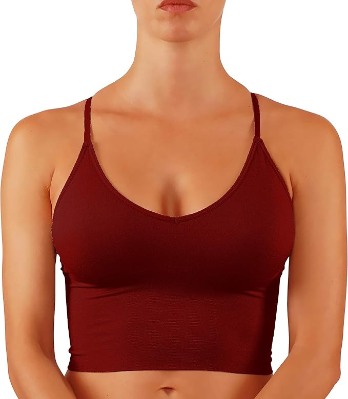 ROUGHRIVER Women's Crop Top Yoga Bra CRIS Cross Strapy Back Removable Padding Cami | Amazon (US)