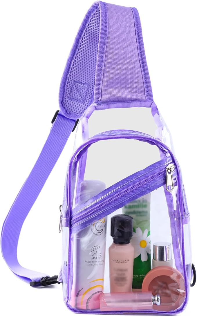 Clear Sling Bag, Stadium Approved, Small Clear Chest Backpack with Front Pocket, Crossbody Chest ... | Amazon (US)