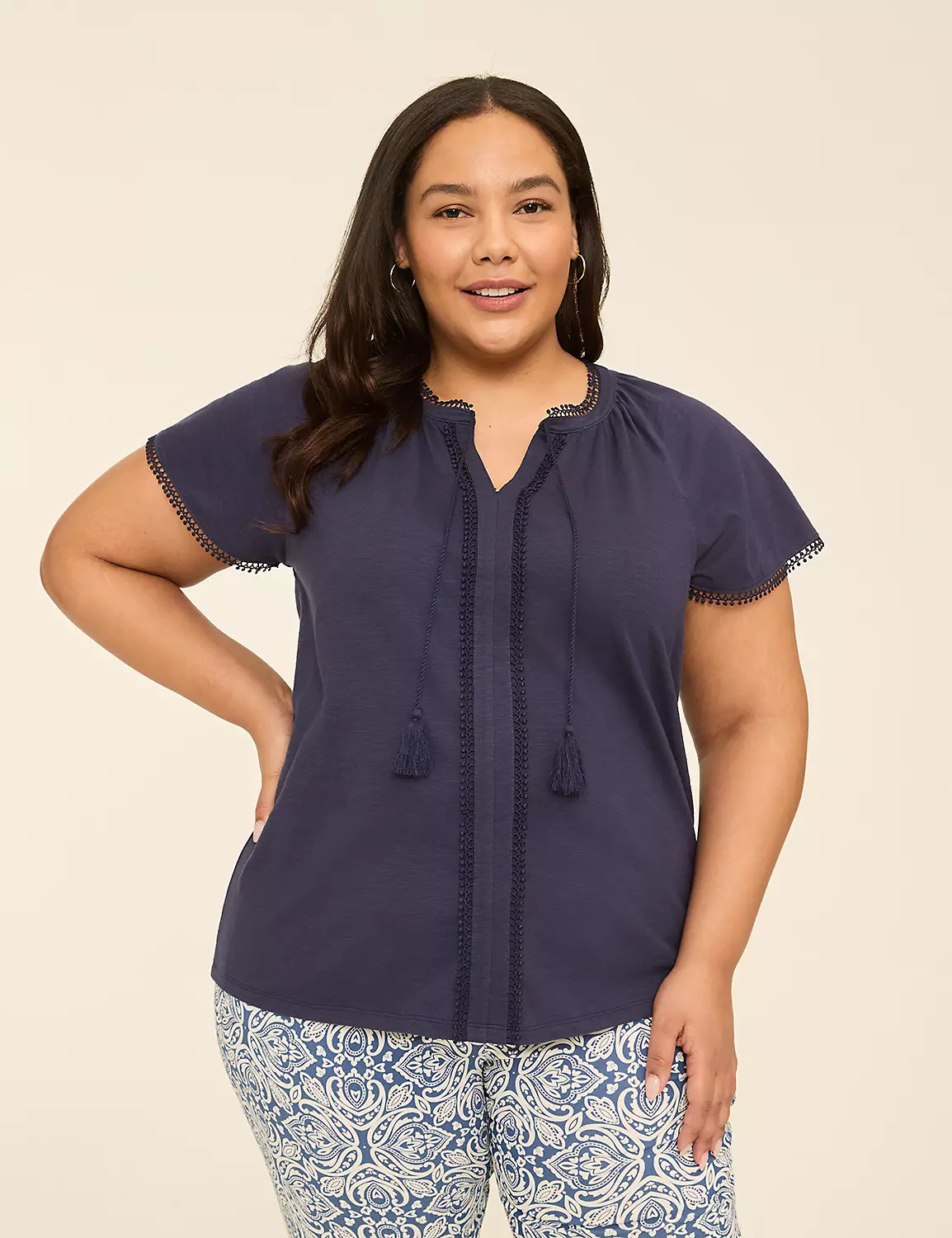 Notch-Neck Trim-Detail Top | Lane Bryant (US)