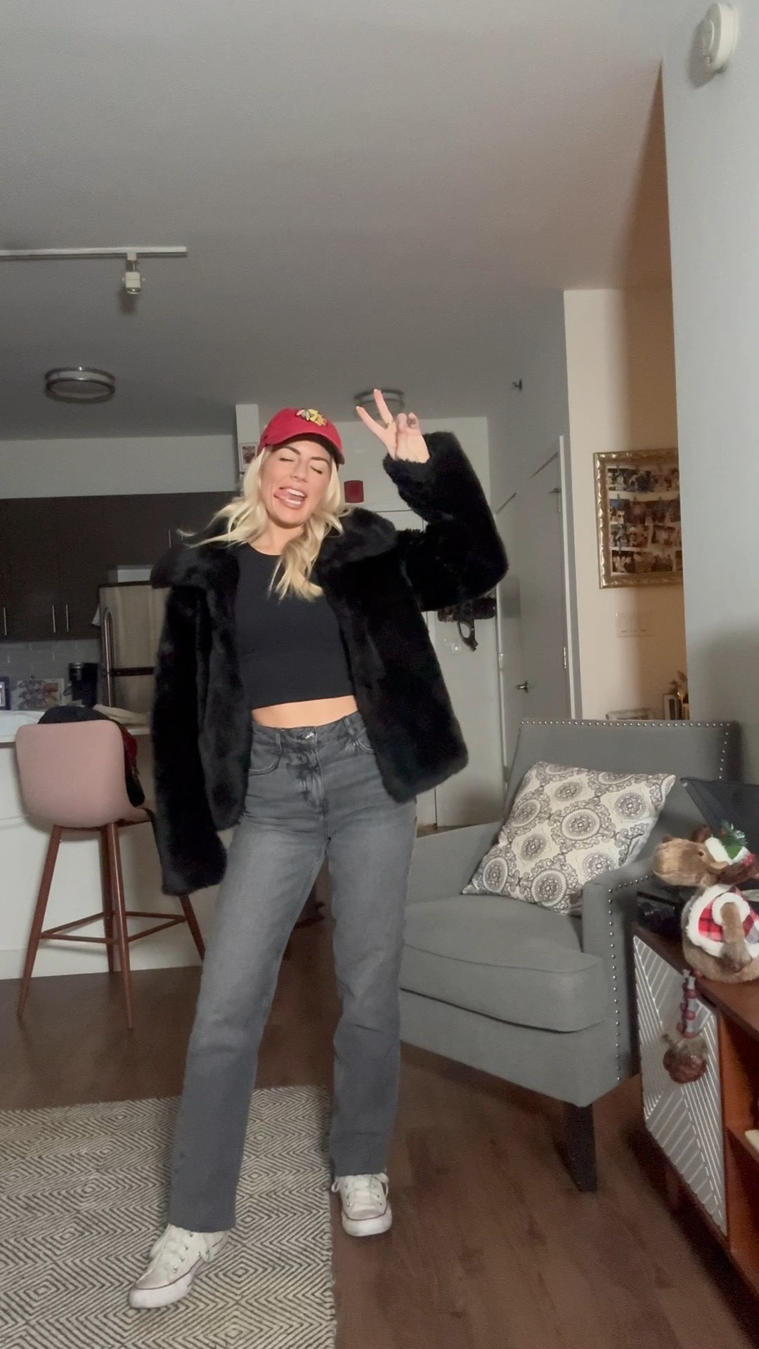 Blackhawks game outfit. Hockey game outfit! 