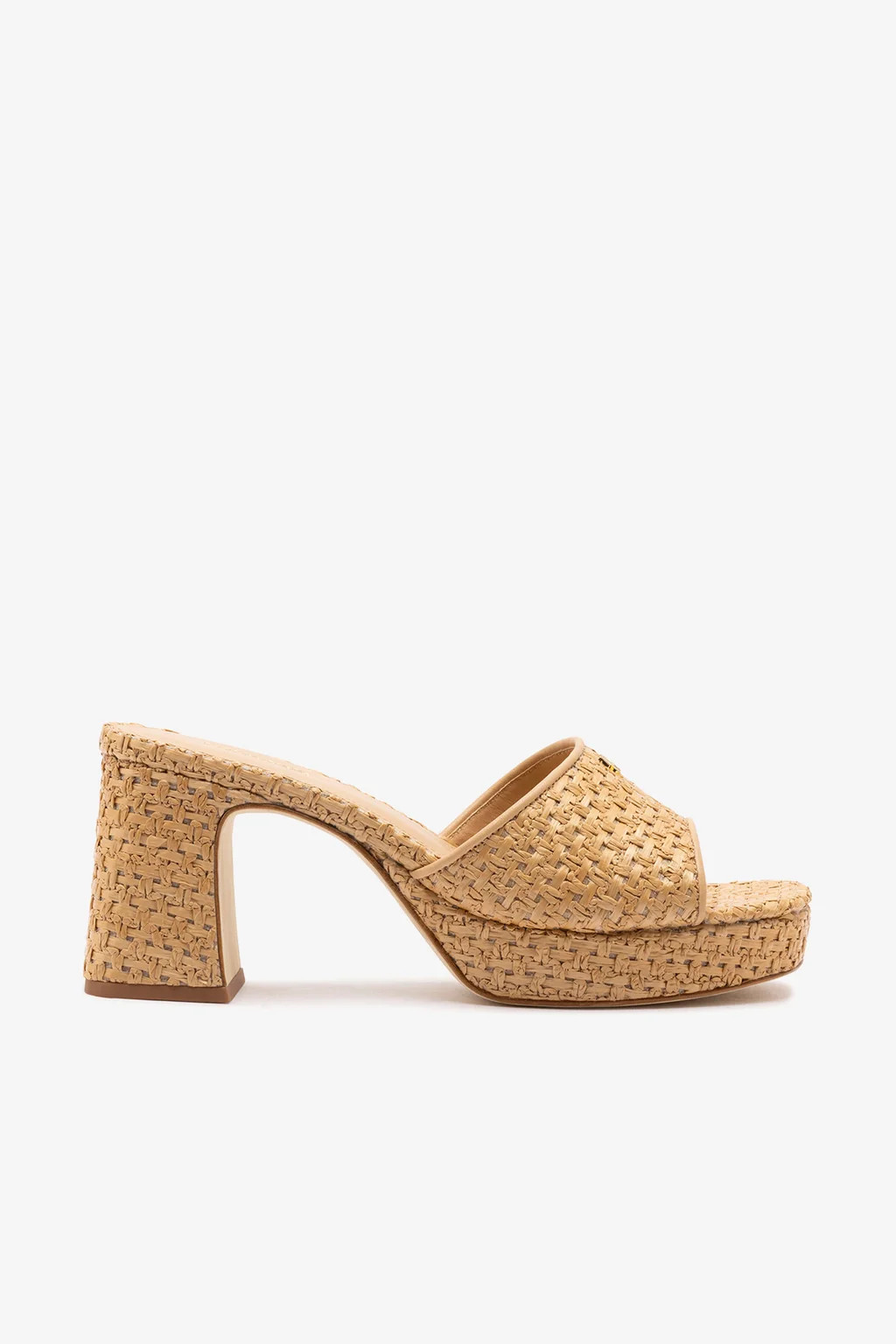 Dolly Low Mule In Natural And Beige Raffia | Larroude