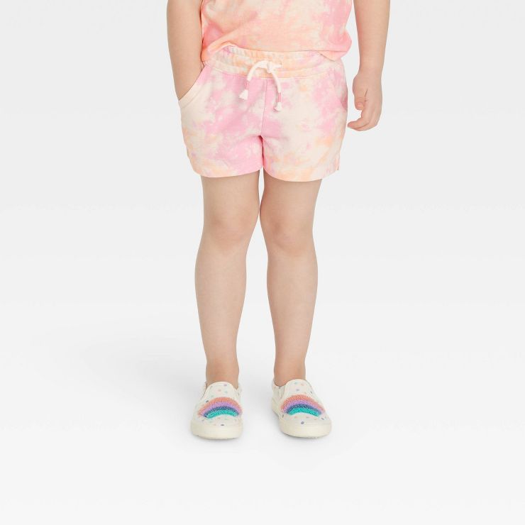 Toddler Girls' Knit Tie-Dye Shorts - Cat & Jack™ Off-White | Target