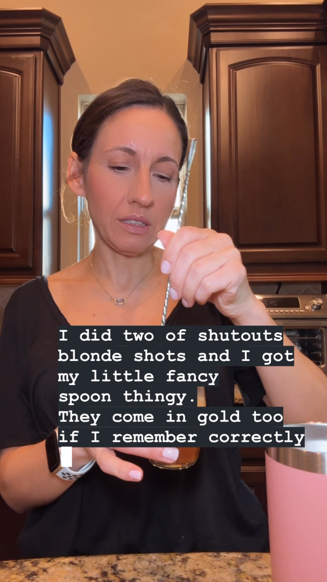 Making coffee. I love this long mixing stir spoon. It’s so good. I use it for coffee and cocktails. 
Yeti cup is so good. It keeps my drinks cold 🥶. 
Black tshirt, jeans, and Kendra Scott necklace. 


#LTKPetite #LTKOver40 #LTKfoodie