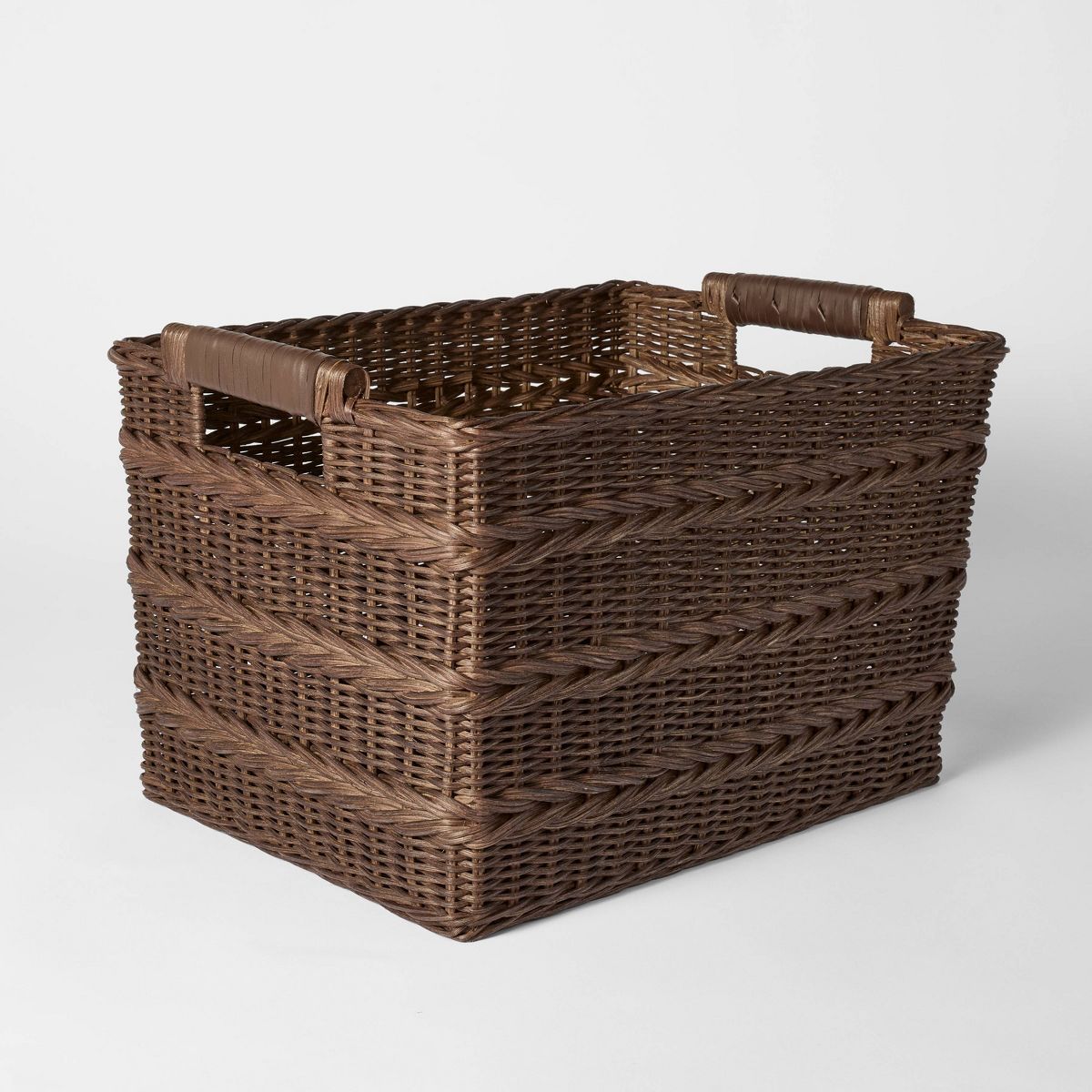 Rectangle Rattan Decorative Basket Dark Brown - Threshold™ designed with Studio McGee | Target