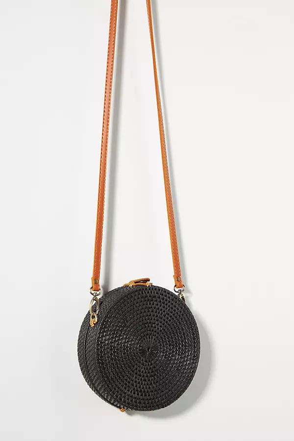 Woven Circle Crossbody Bag By Anthropologie in Black | Anthropologie (US)
