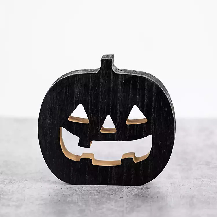 New! Black Wood Jack O Lantern Figurine, 6 in. | Kirkland's Home