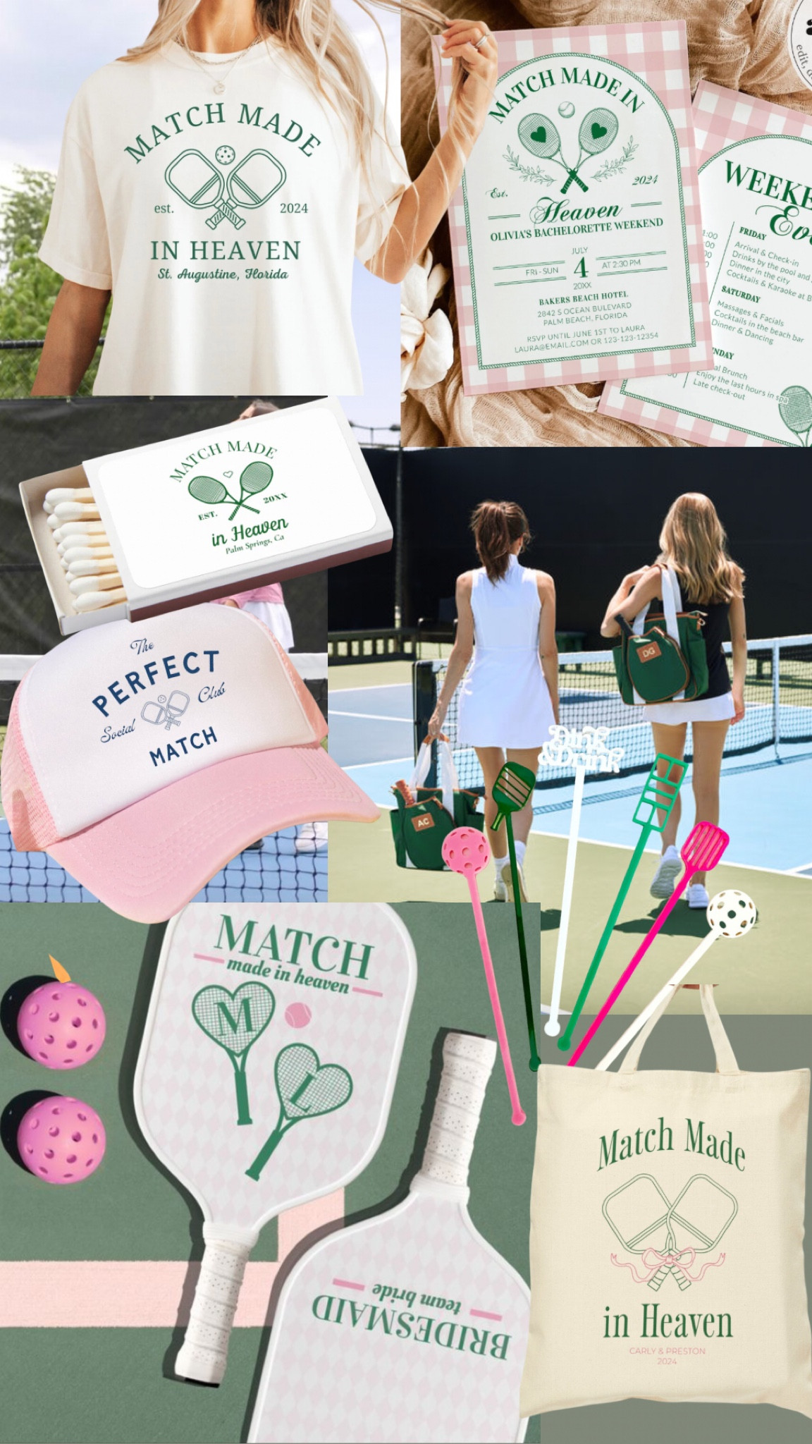 The perfect match💍💚🎀
Pickleball bachelorette party details 