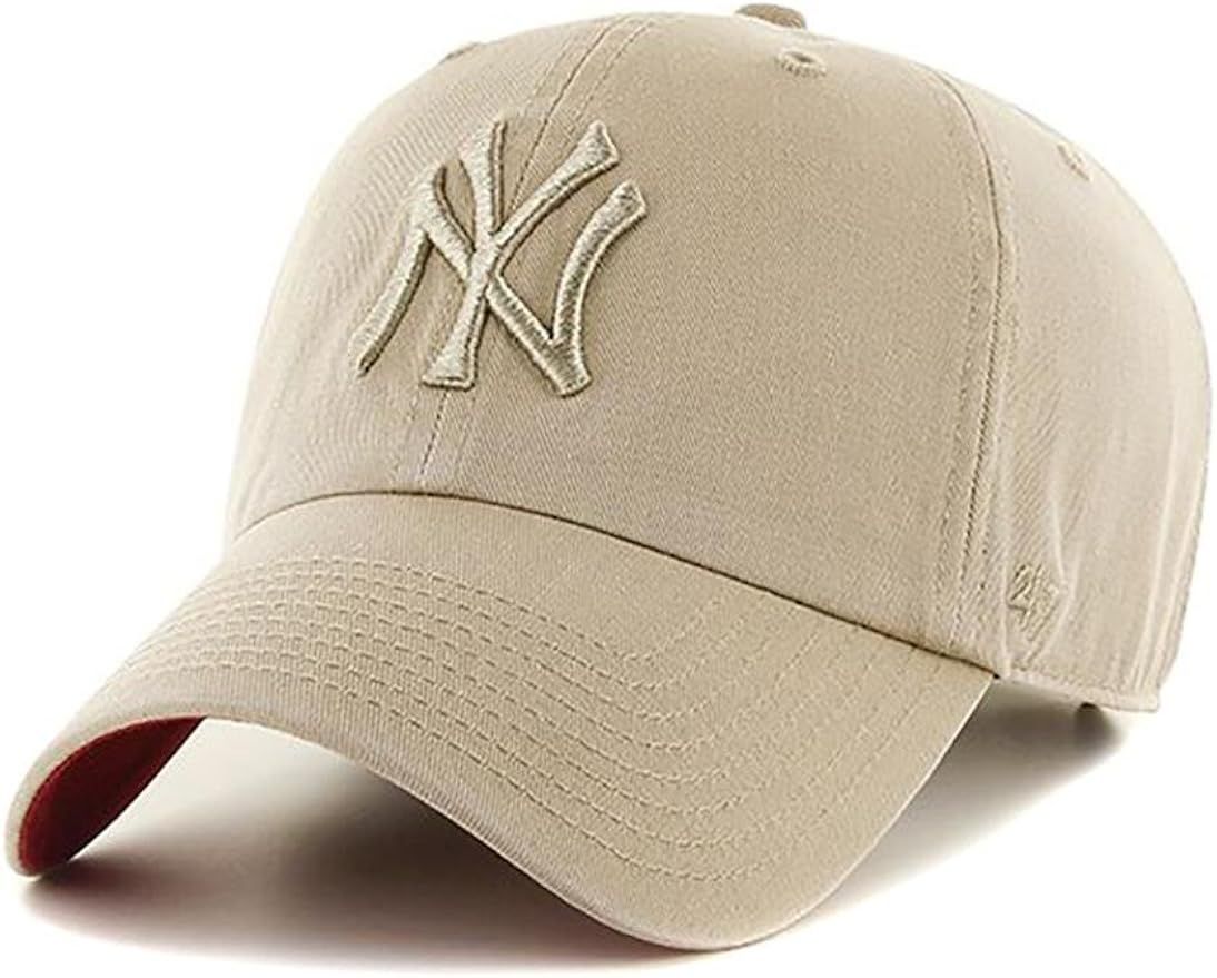 '47 Brand New York Yankees Clean Up MLB Strapback Hat Cap Khaki/Navy | Amazon (US)