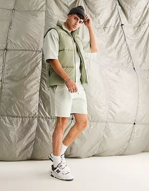 ASOS DESIGN puffer vest in sage green | ASOS (Global)