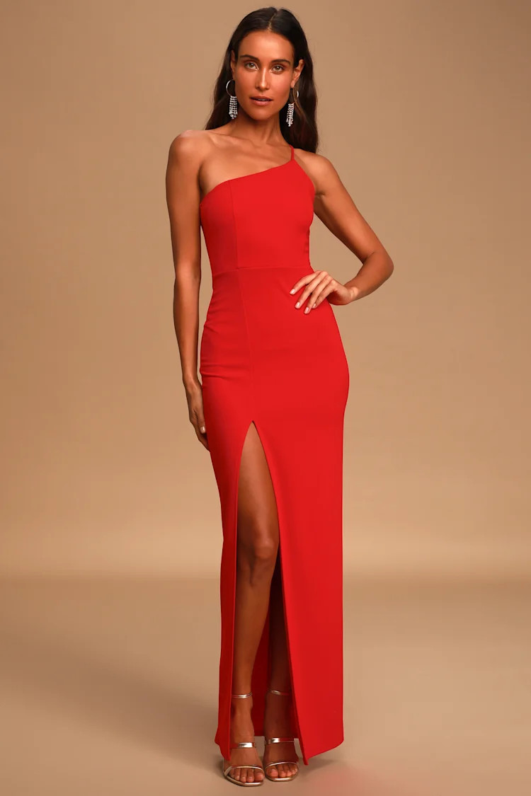 Keeper of My Heart Red One-Shoulder Maxi Dress | Lulus (US)