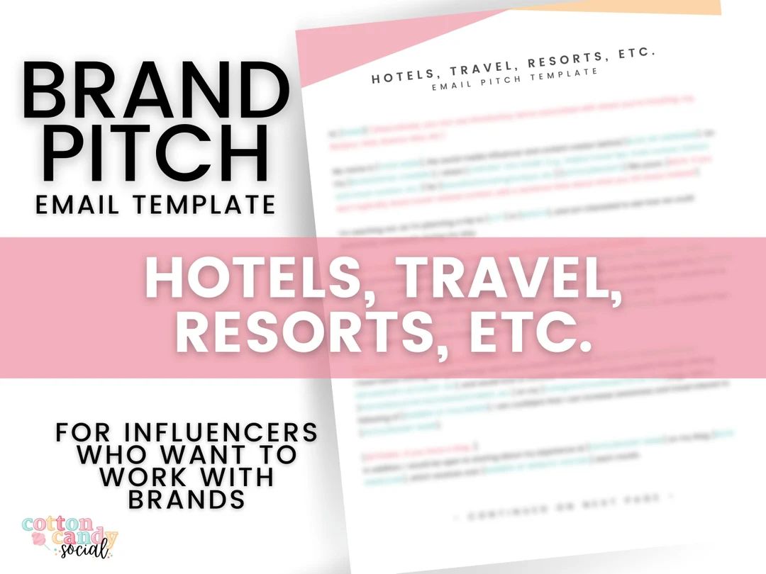 Travel + Hotel Brand Pitch Email Template for Influencers, Travel Blogger Email Pitch Template, B... | Etsy (US)