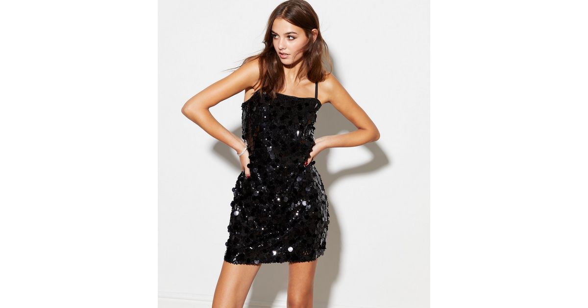 Black Sequin Strappy Mini Dress | New Look | New Look (UK)