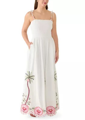 Crown & Ivy Women's Sleeveless Embroidered Maxi Dress, White, XS | Belk