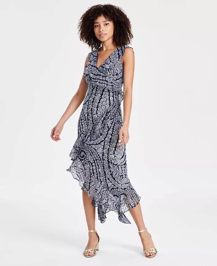 Tommy Hilfiger Women's Floral-Print Ruffled Midi Dress - Macy's | Macy's