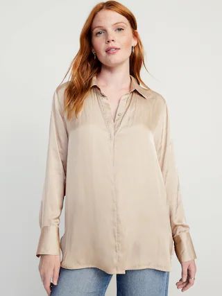 Loose Satin Button-Down Shirt | Old Navy (US)