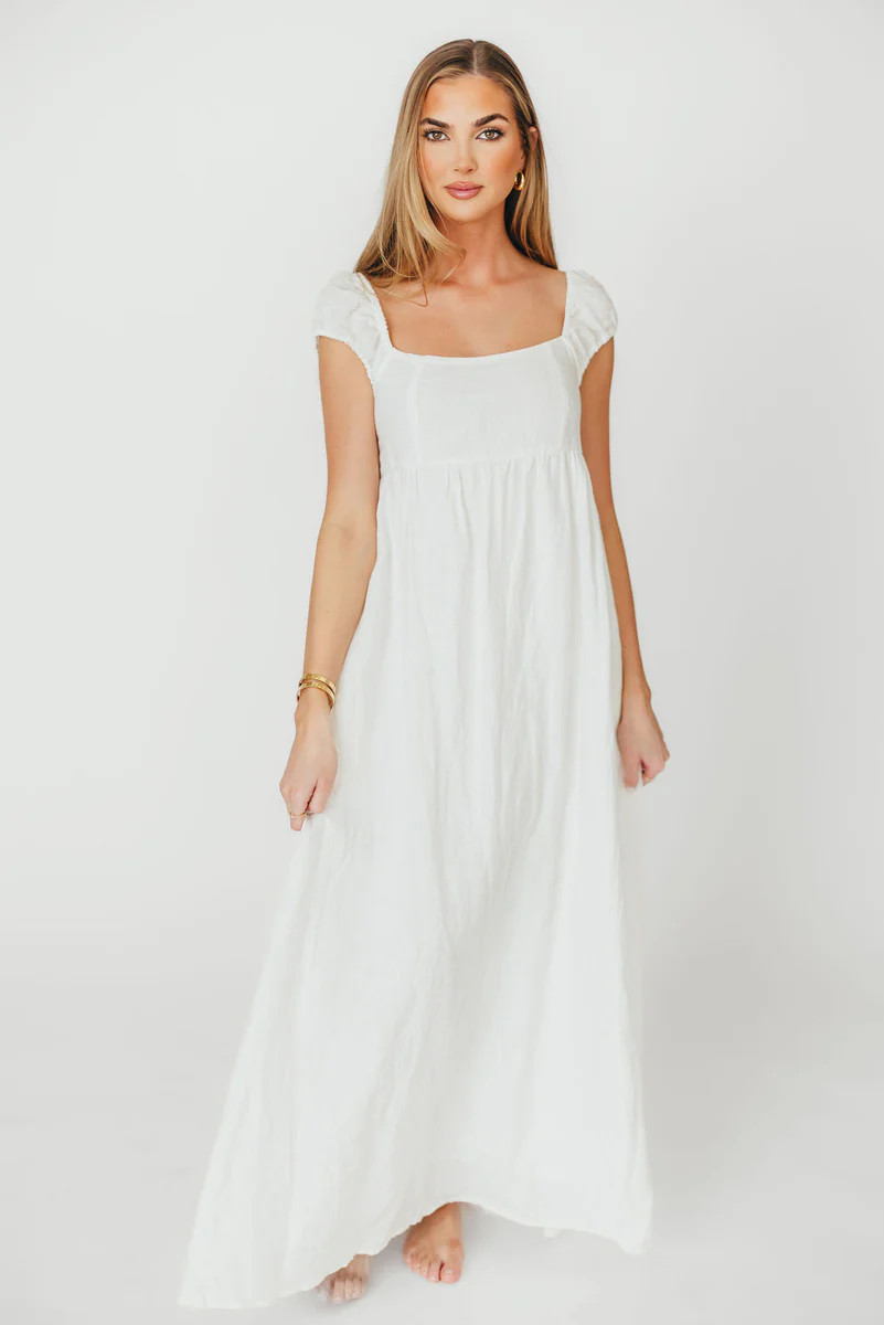 Novella 100% Linen Maxi Dress in Off-White | Worth Collective