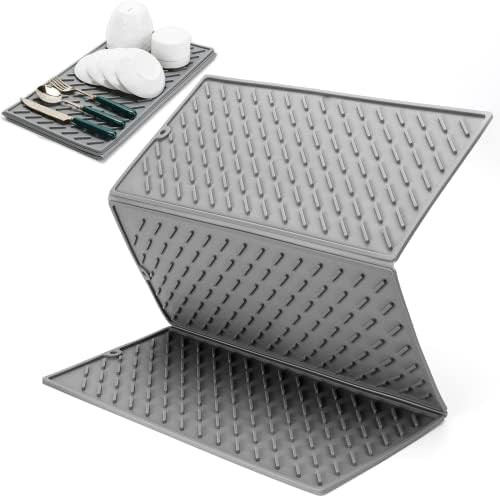 Silicone Dish Drying Mat | Home Dish Pad | Foldable Kitchen Drying Mat for Kitchen Counter | 24.2... | Amazon (US)