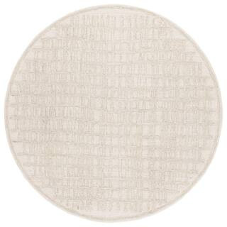 Ebony 6 ft. x 6 ft. Ivory/Beige Abstract Lattice Round Area Rug | The Home Depot
