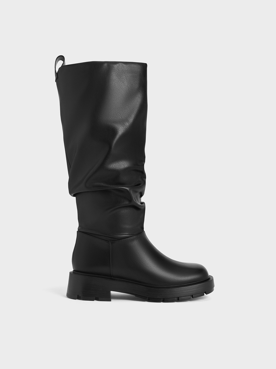Ruched Knee-High Boots
    
         - Black | Charles & Keith EU