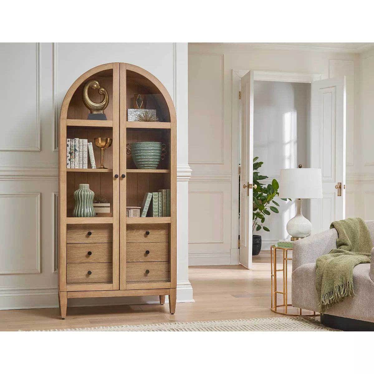 78" Modern Wood Arched Bookcase Laurel Collection Light Brown - Martin Furniture | Target