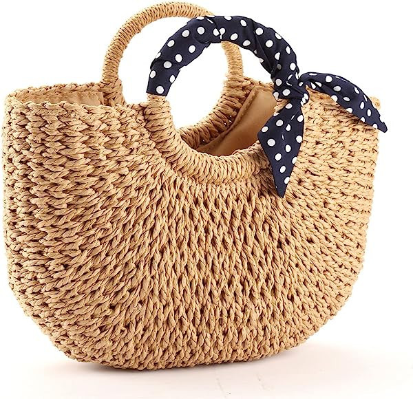 YXILEE Summer Beach bag,Handmade Large Straw Tote Bag Womens Handbag | Amazon (US)
