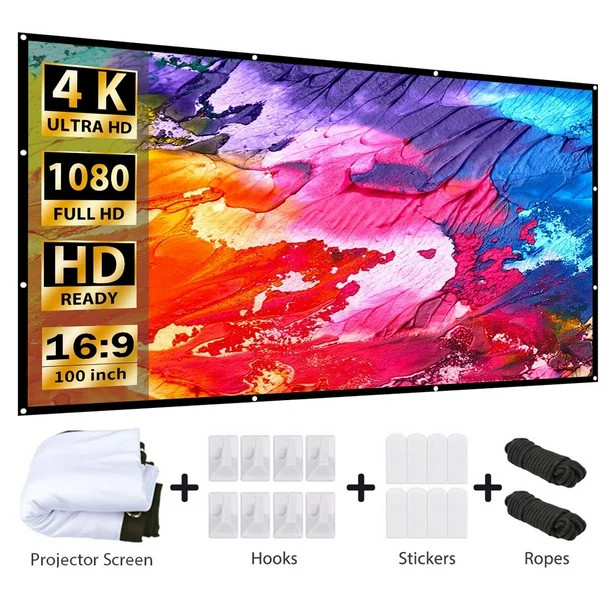 VANKYO Projector Screen 100 inches Portable Indoor Outdoor Projection Polyester Spandex Movie Scr... | Walmart (US)