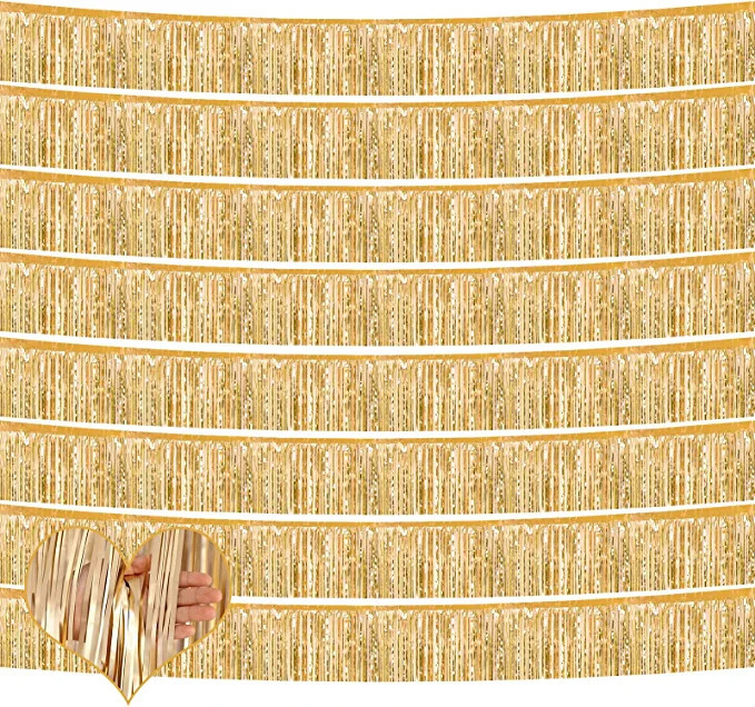 6 Pack 10 Feet Foil Fringe Garland Metallic Tinsel Banner Wall Hanging Curtain Streamers Backdrop... | Amazon (US)