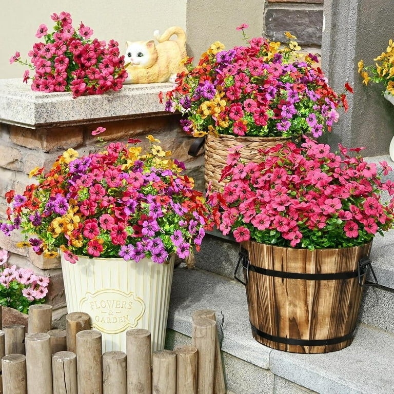 Yastouay 12 Bundles Artificial Flowers for Outdoors, UV Resistent Faux Outdoor Plants for Outside... | Walmart (US)