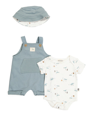Newborn Boy Seagull Bodysuit Shortall With Bucket Hat | TJ Maxx