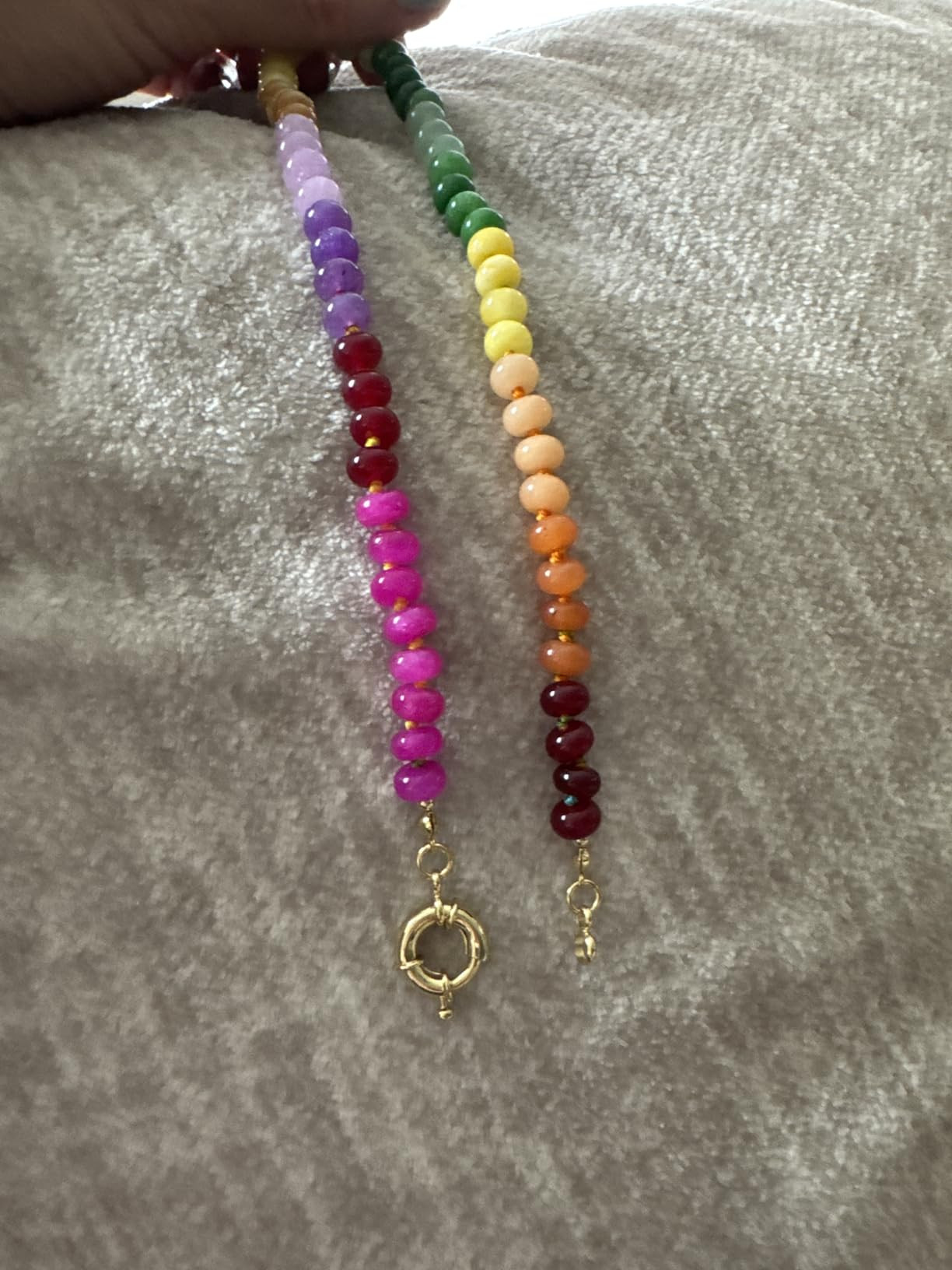 KissYan Beaded Gemstone Necklace for Women, Colorful Boho Bead Choker Natural Stone Surfer Beach ... | Amazon (US)