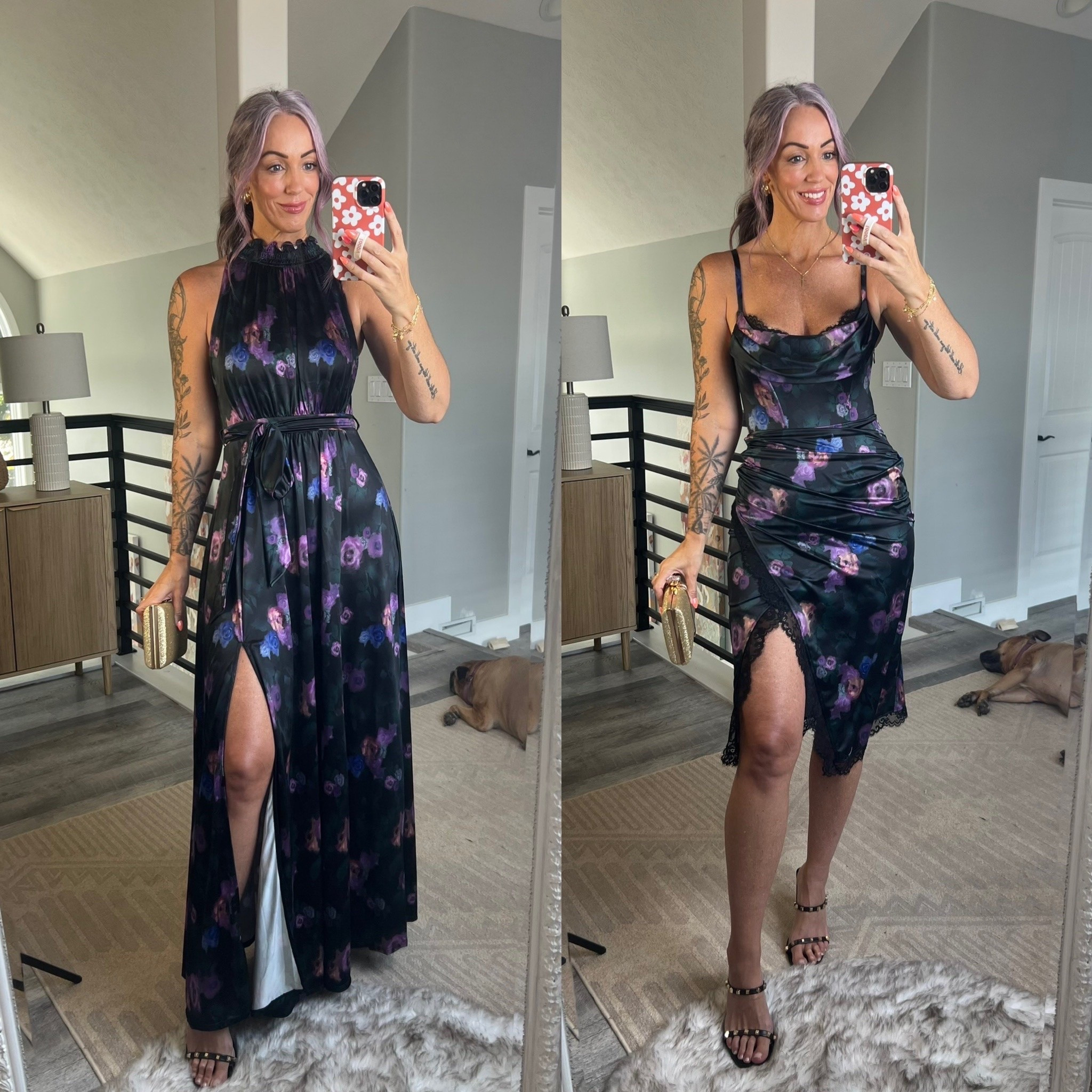 Fall wedding guest dresses these both have built in shapewear! No worries there is access for the bathroom built in! I’m wearing size small in both but I recommend to size up in the form fitted dress on the left it was a tight squeeze getting on!

#LTKOver40