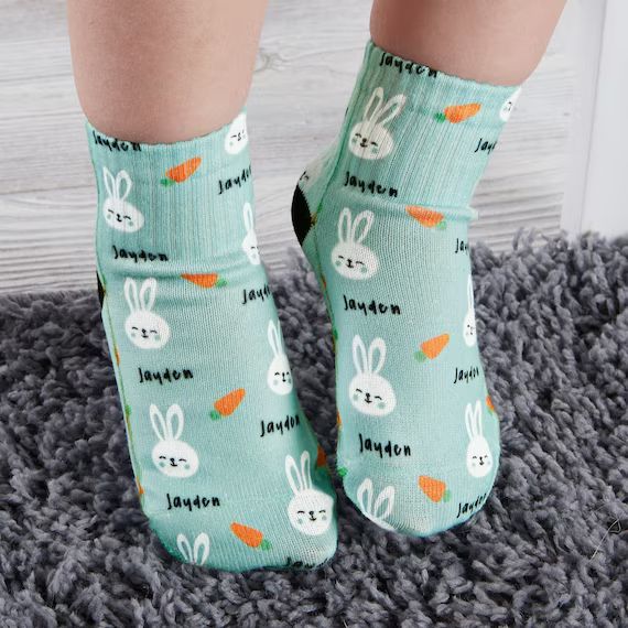 Bunny Treats Personalized Toddler Socks Toddler Socks Easter | Etsy | Etsy (US)