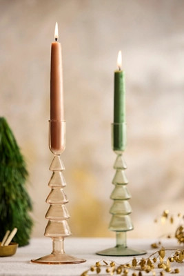 Christmas Tree Glass Taper Holder | Anthropologie (US)