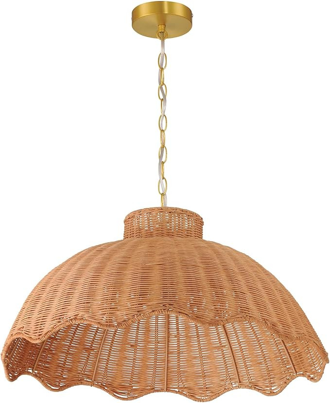 Creative Co-Op 60-Watt Large Scalloped Rattan Pendant Lighting, Natural | Amazon (US)