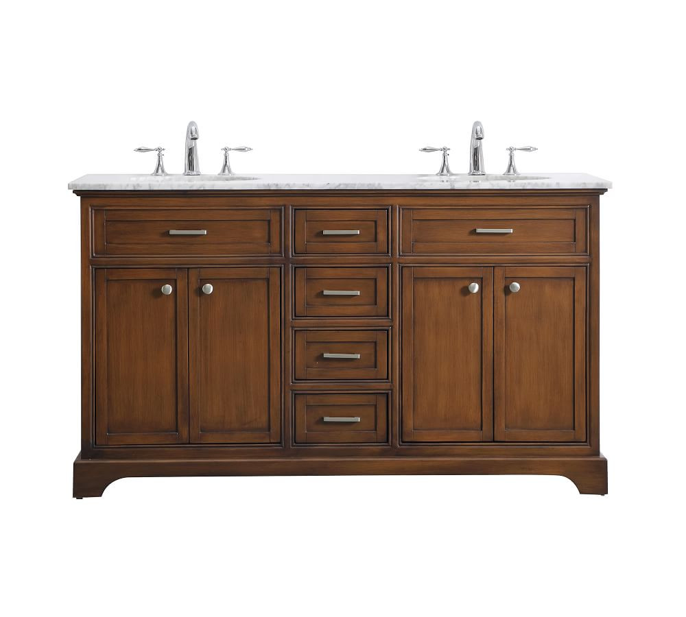 Teak Warner Double Sink Vanity, 60" | Pottery Barn (US)