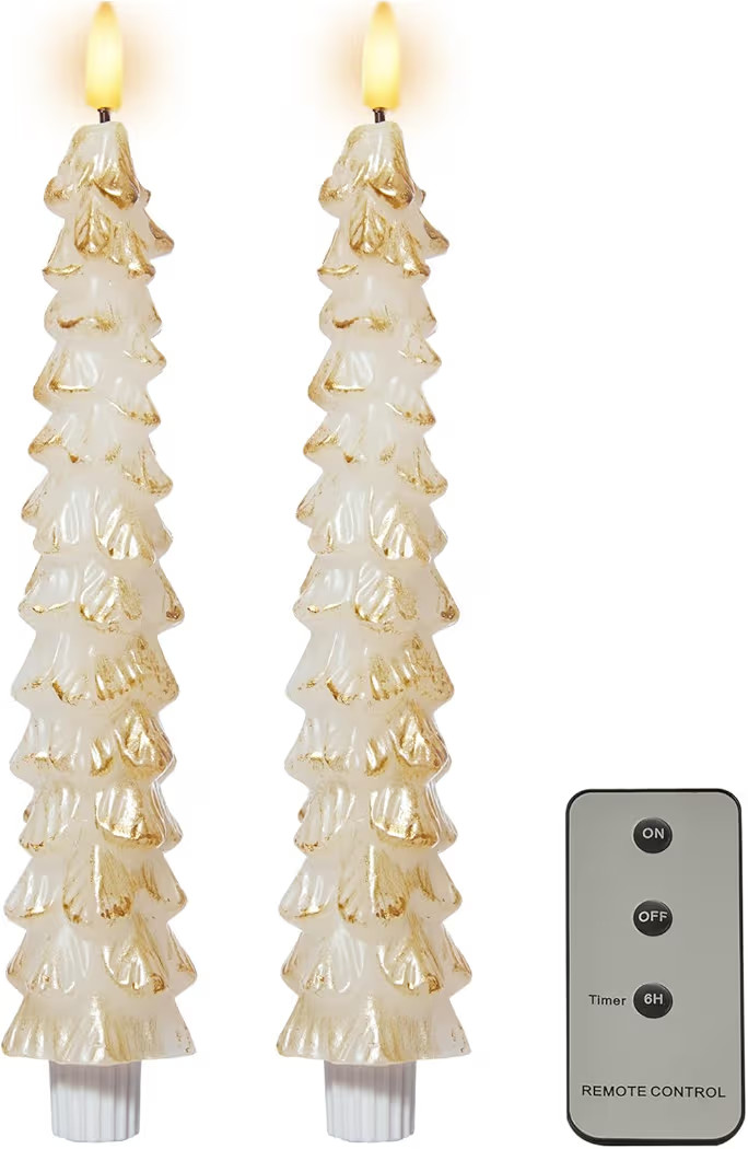 DN DECONATION LED Christmas Tree Candles Battery Operated with Remote, White and Gold Christmas T... | Amazon (US)