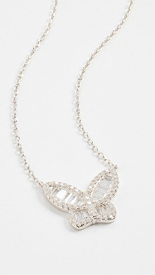 By Adina Eden Large Pave x Baguette Butterfly Necklace | SHOPBOP | Shopbop
