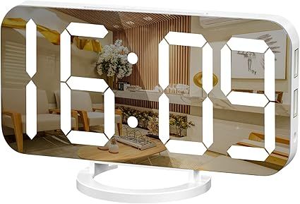 WulaWindy Digital Alarm Clock, Large Mirrored LED Display, with USB Charger, Snooze Function Dim ... | Amazon (US)