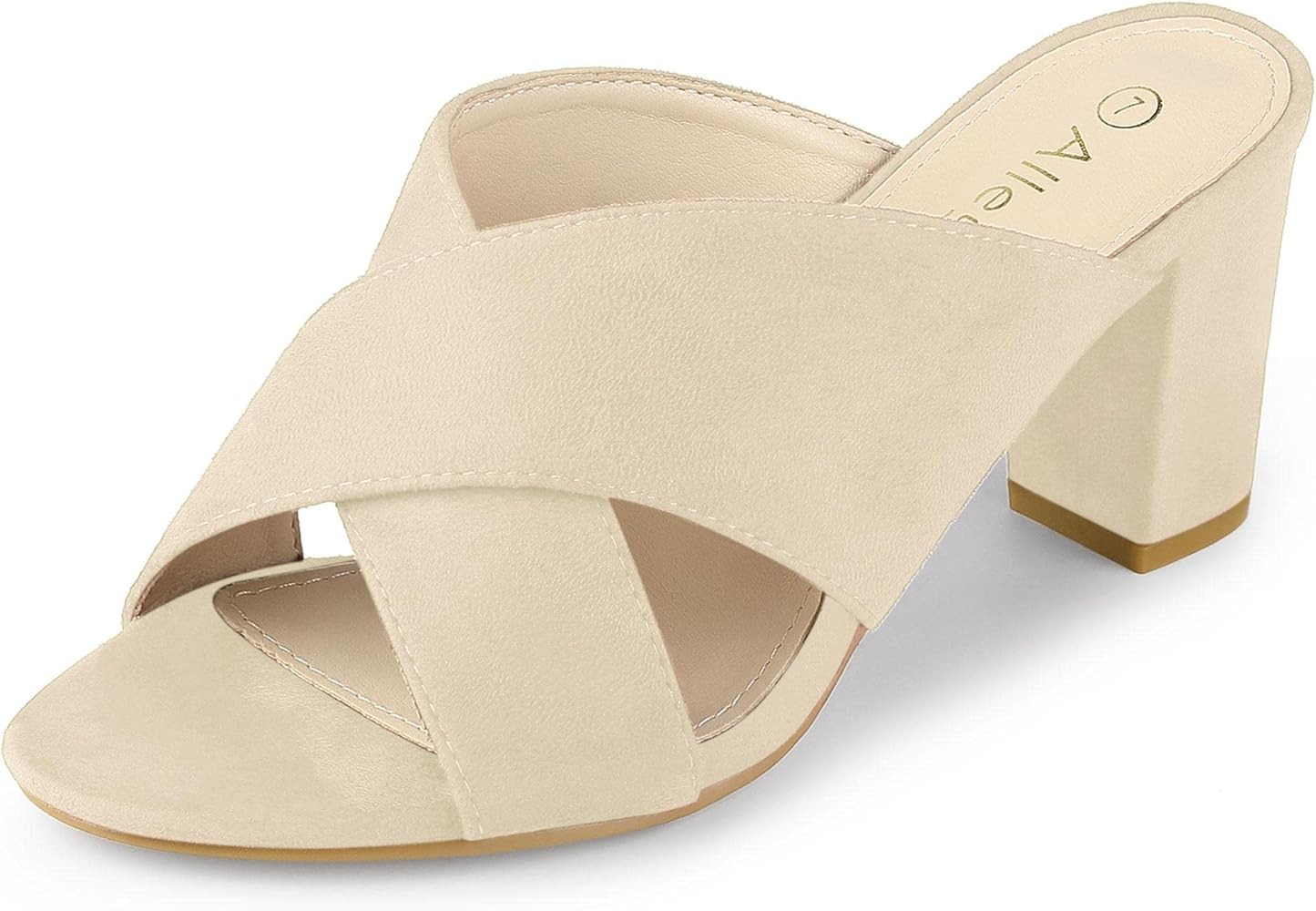 Allegra K Women's Crisscross Strap Block Heel Slide Sandals | Amazon (US)