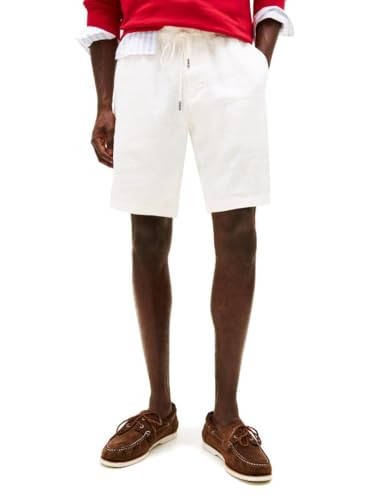 Tommy Hilfiger Relaxed Tapered Fit Harlem Linen Short, Ivory Silk 40 | Amazon (US)