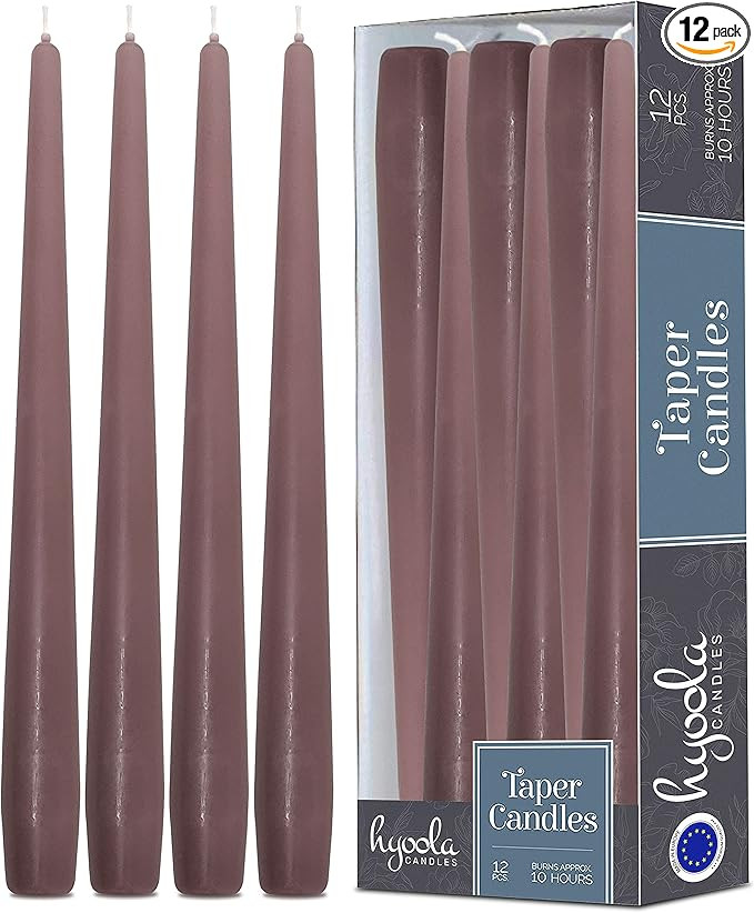 Hyoola Tall Taper Candles - 12 Inch Mauve Pink Unscented Dripless Taper Candles - 10 Hour Burn Ti... | Amazon (US)