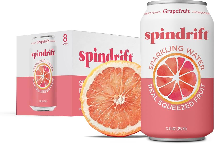 Spindrift Sparkling Water, Grapefruit Flavored, Made with Real Squeezed Fruit, (Only 15 Calories ... | Amazon (US)