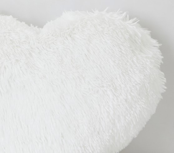 Fluffy Lux Fur Heart Recycled Pillow | Pottery Barn Kids