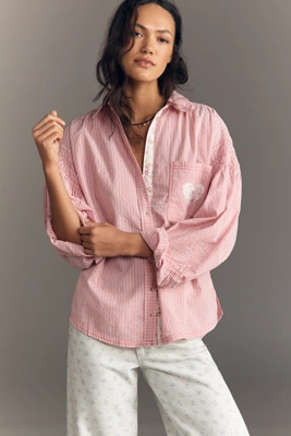 Pilcro Mix-Print Long-Sleeve Buttondown Shirt | Anthropologie (US)